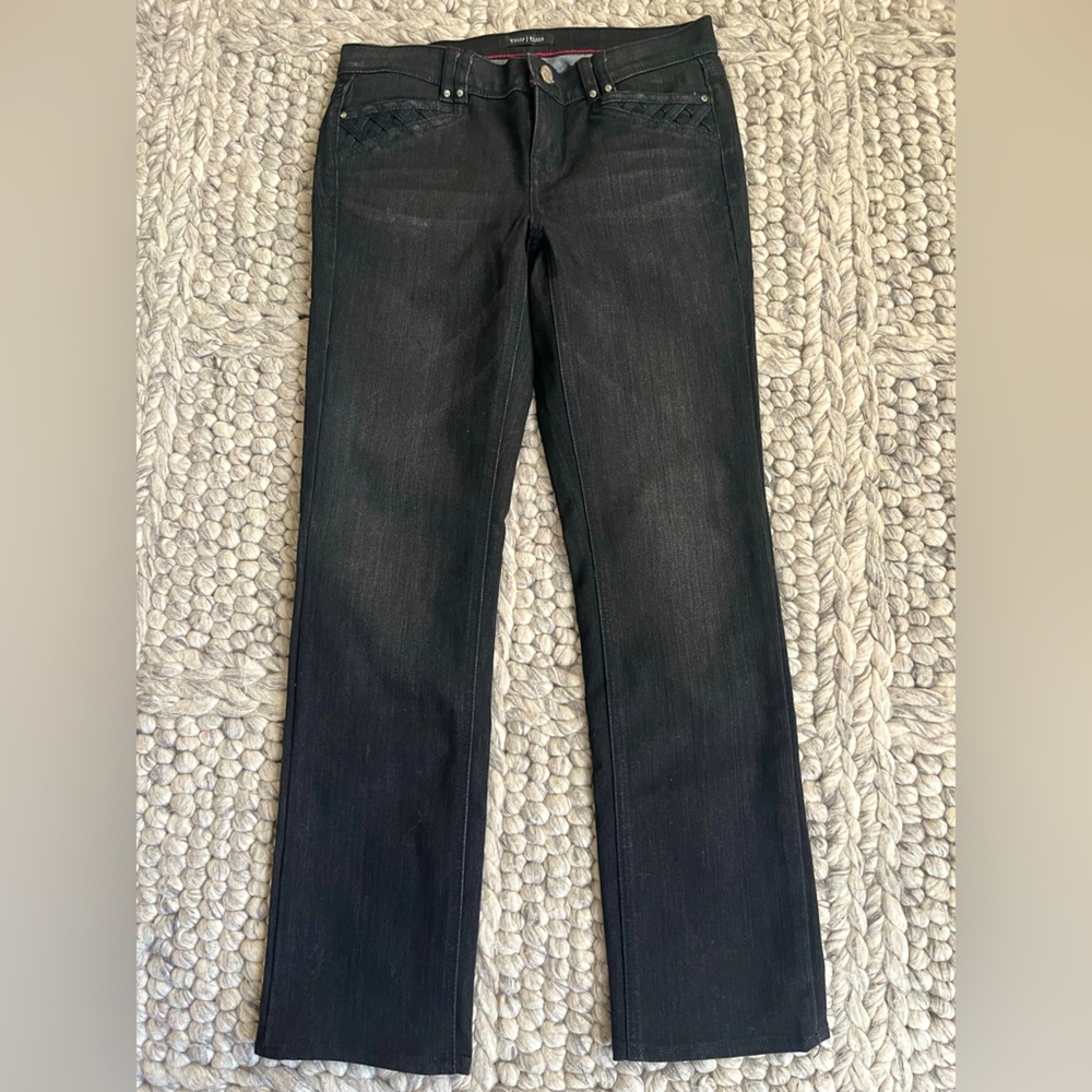 White House Black Market slim leg black jeans with rhinestone detail